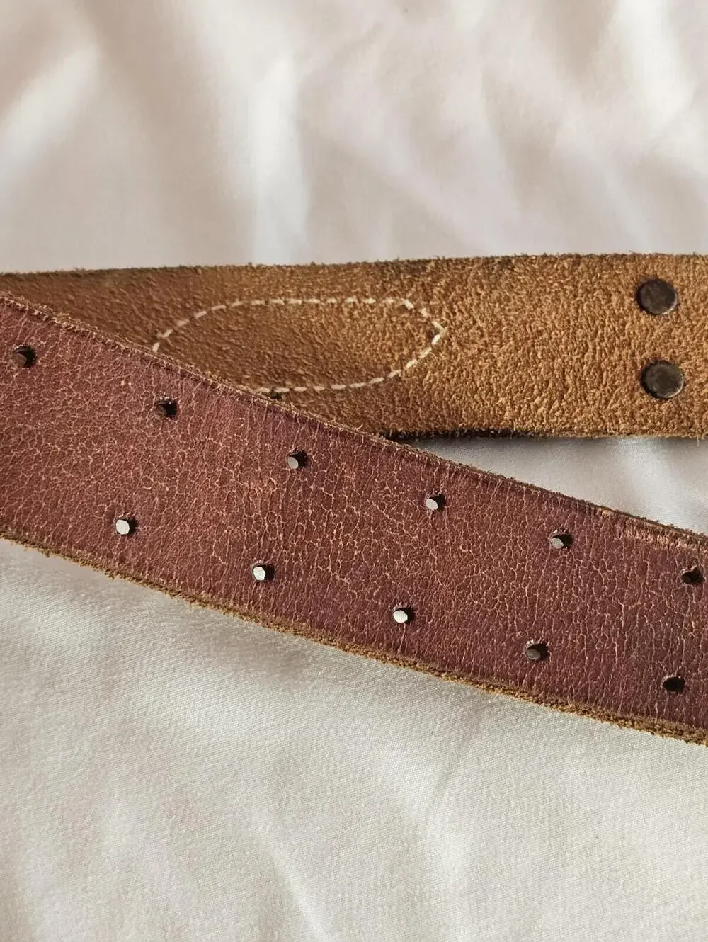 Polo Ralph Lauren Men's Brown Leather Rustic Belt. Sz. 34 39.5” Long
